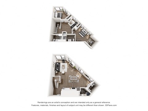 Floor plan for 2 beds, 2.5 baths, 1595 sqft